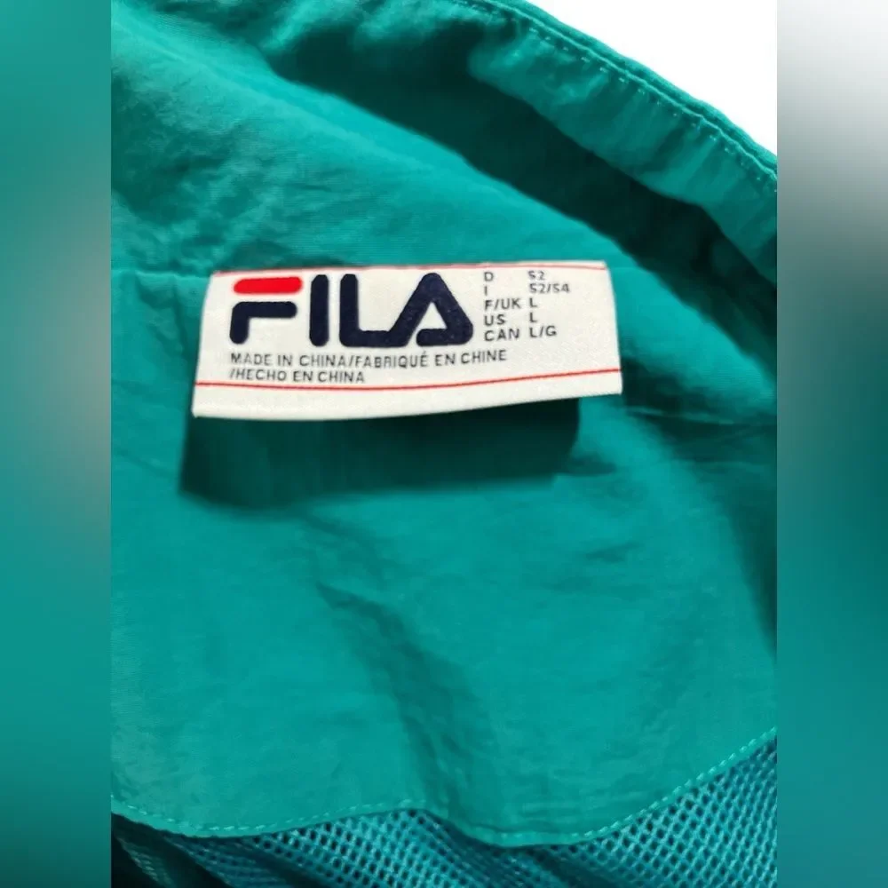 FILA Carter Track Jacket Size L 80s 90s Retro Sportswear Blue Colorblock Soccer